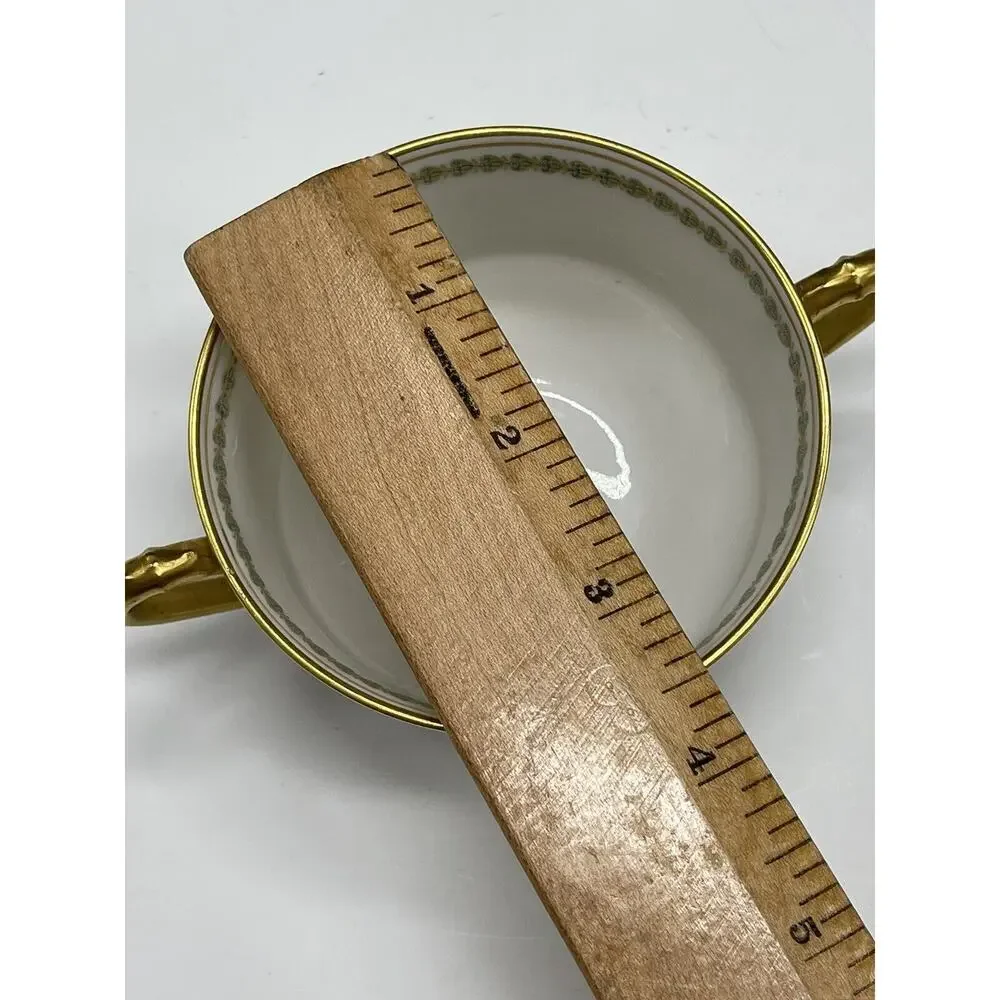 Haviland‎ Limoges Flat Teacup 8oz France Gold Cream Double Handle Antique